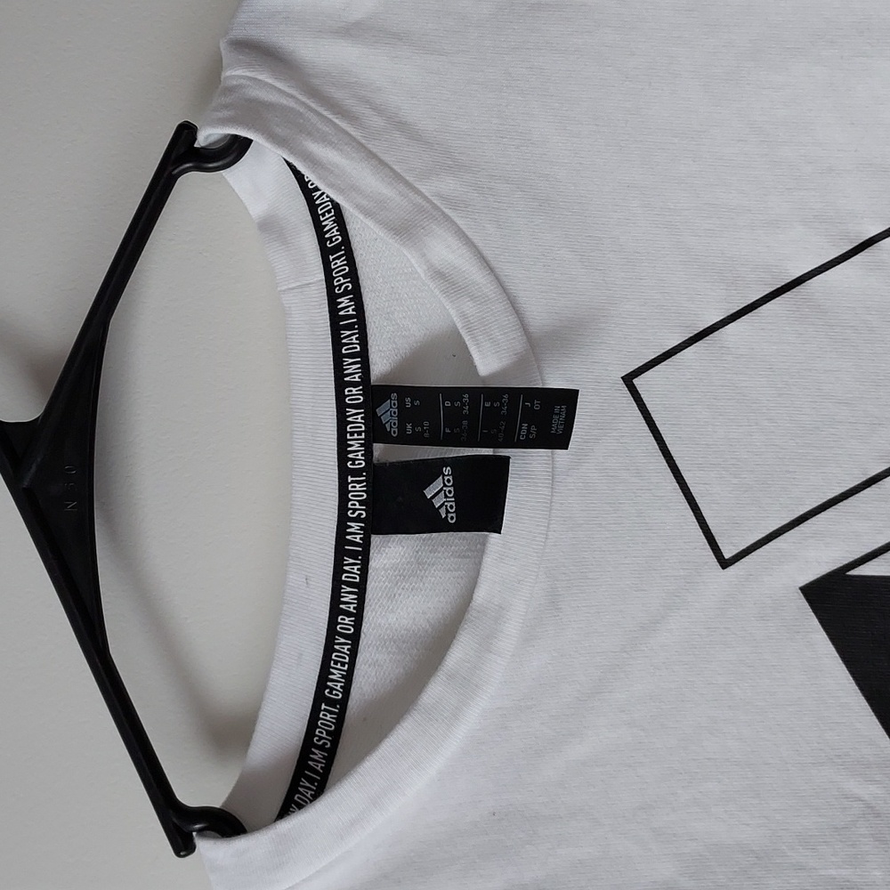 Adidas us 5 black/white workout top/sweatshirt - Picture 3 of 10